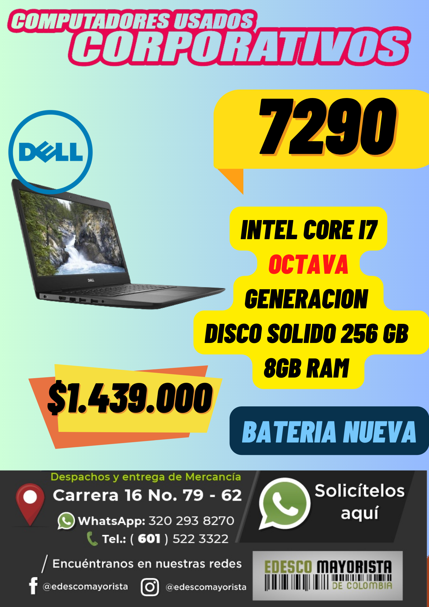 Dell 7290 i7 octava Batería nueva